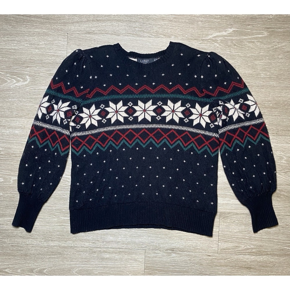 Women's Size 2X Lauren Ralph‎ Lauren Snow Aztec Southwestern Christmas Sweater